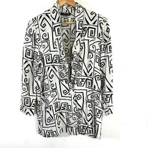 LAINE vintage‎ abstract patterned linen blazer womans Small artsy unique